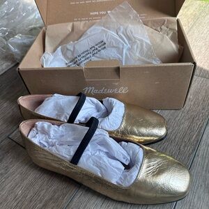 Madewell the greta ballet flat in metallic leather size 7